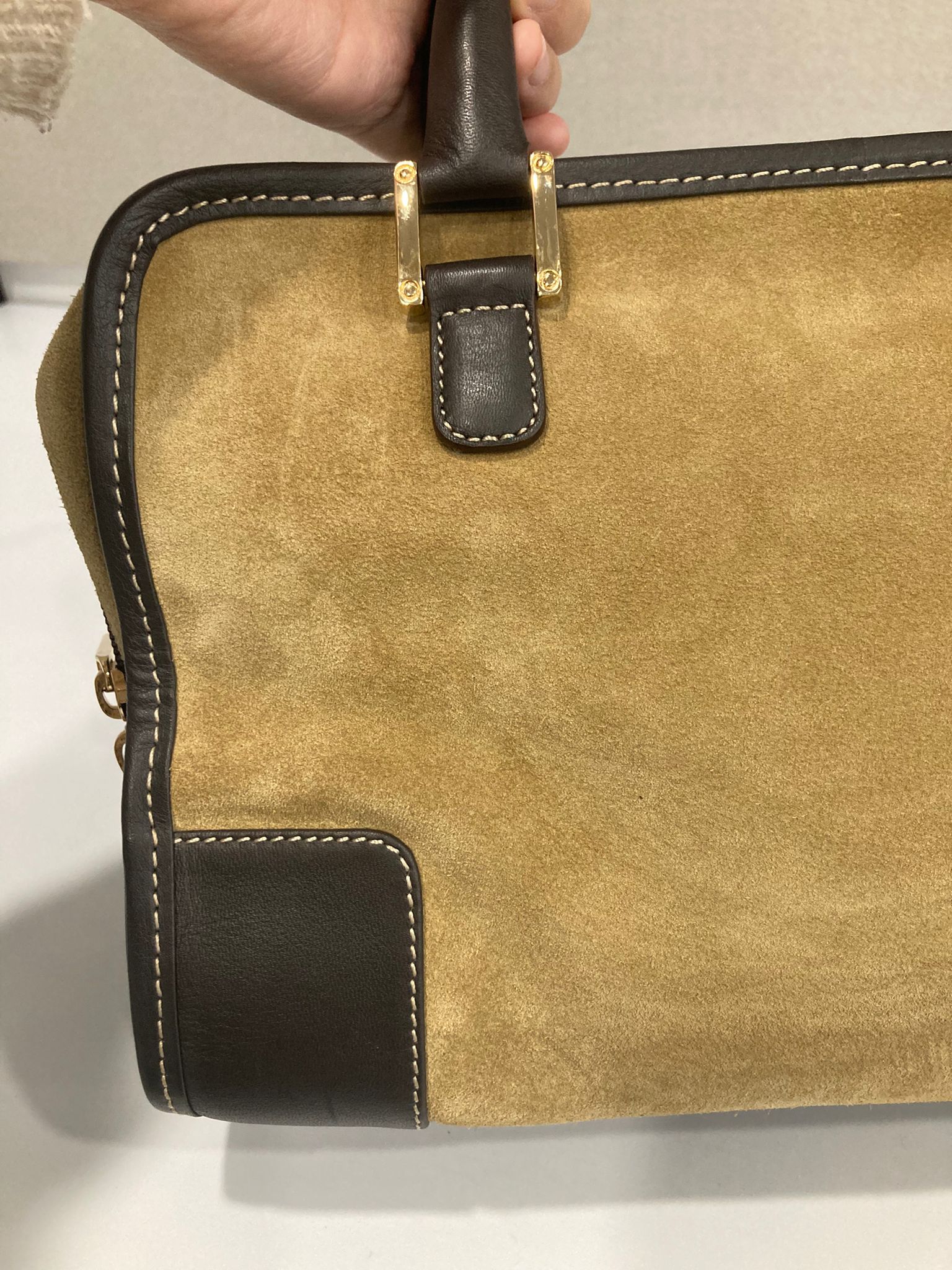 Loewe Amazona 26  Ante beige y piel marrón