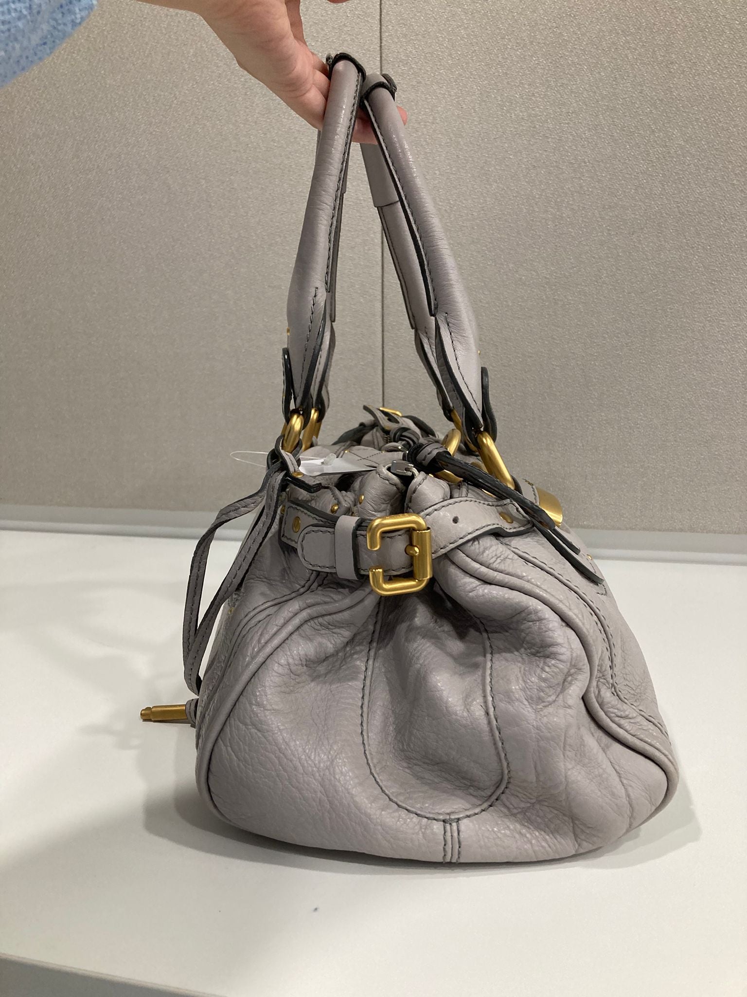 Chloé Paddington Medium Piel gris beige (greige) Candado Icono