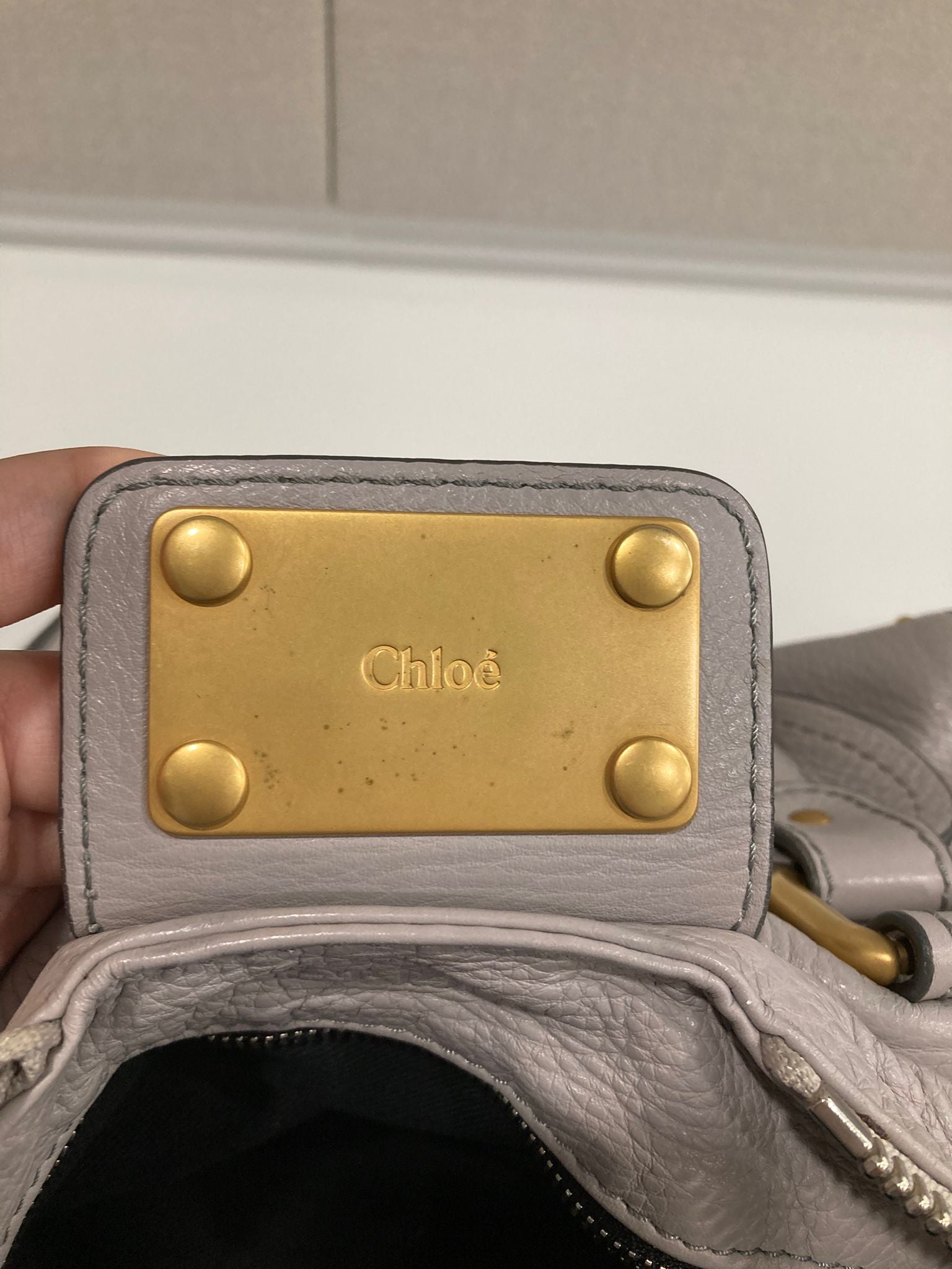 Chloé Paddington Medium Piel gris beige (greige) Candado Icono