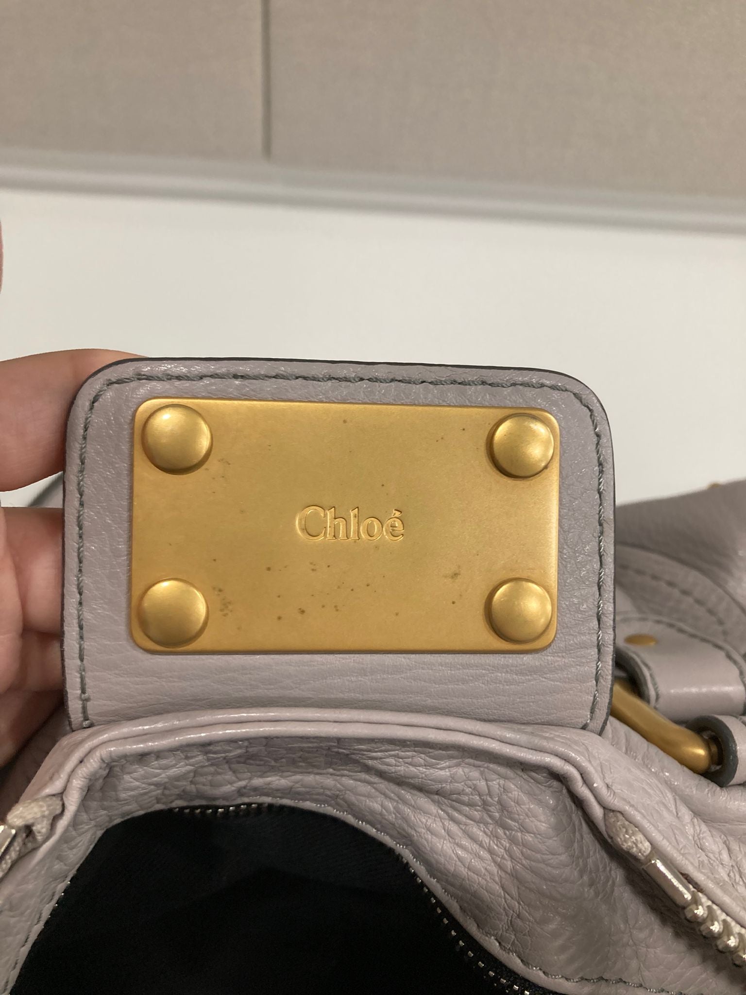 Chloé Paddington Medium Piel gris beige (greige) Candado Icono