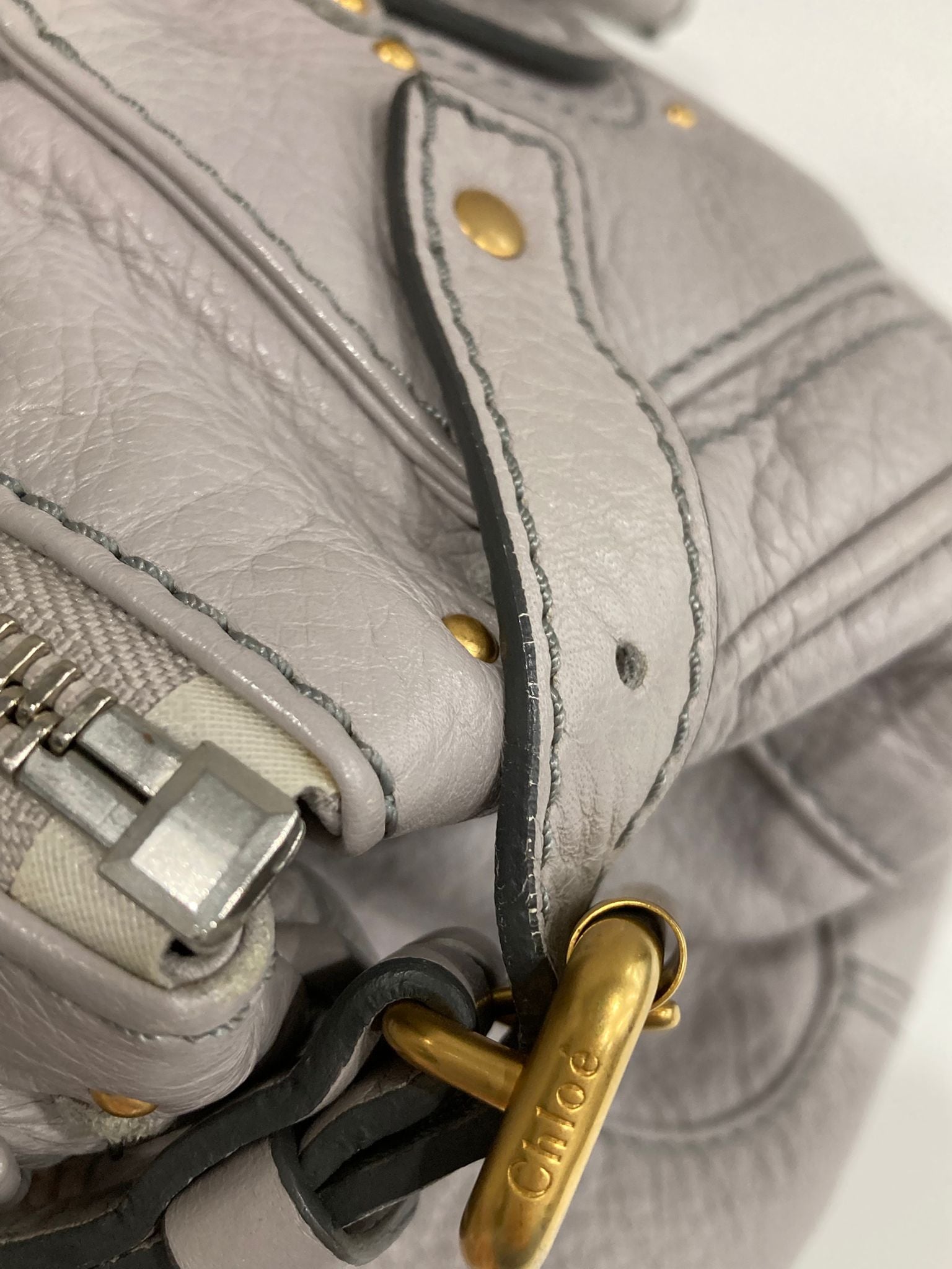 Chloé Paddington Medium Piel gris beige (greige) Candado Icono