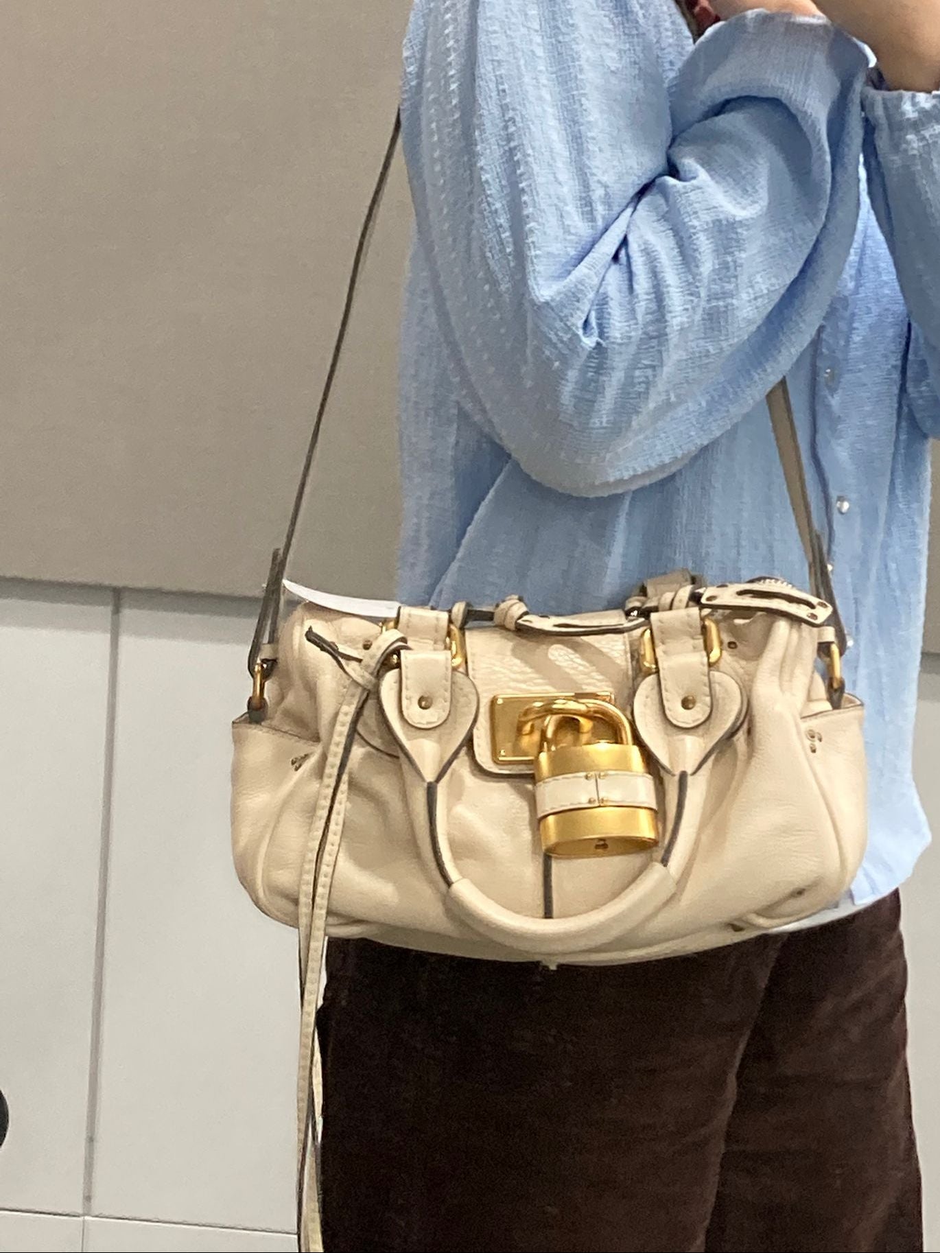Chloé Paddington Small Piel Ivory Candado Icono y Bandolera