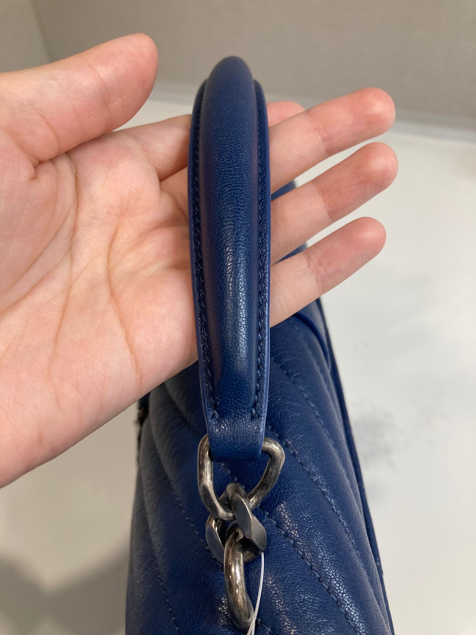 Saint Laurent College Small Azul navy Piel Top Handle