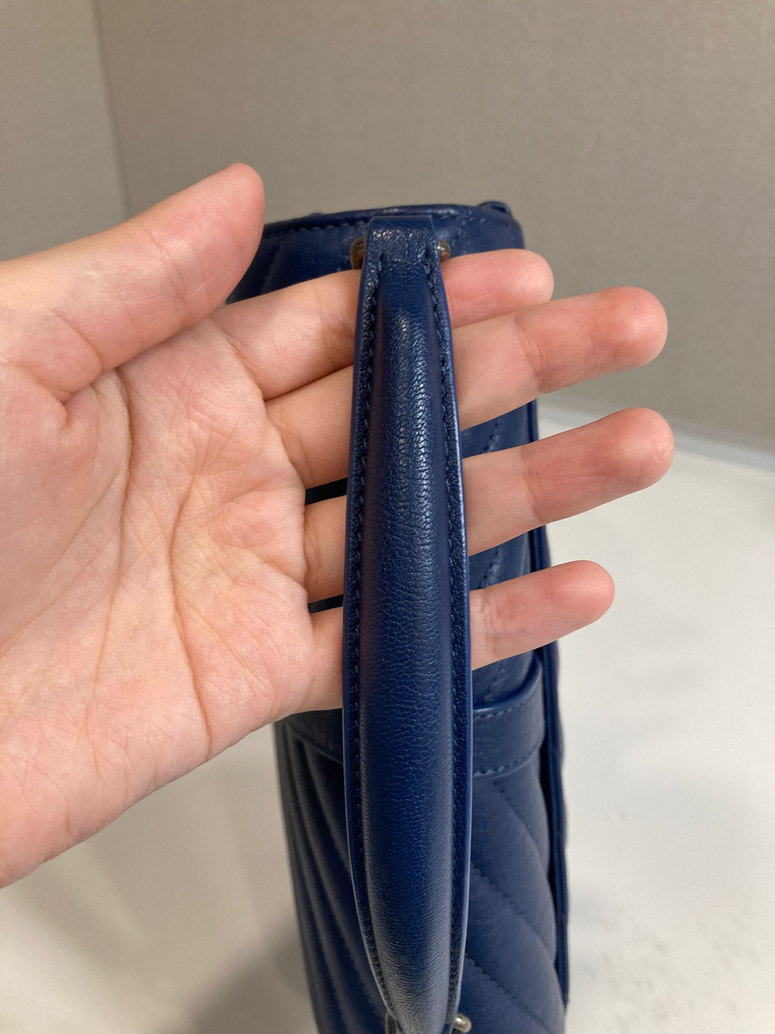 Saint Laurent College Small Azul navy Piel Top Handle