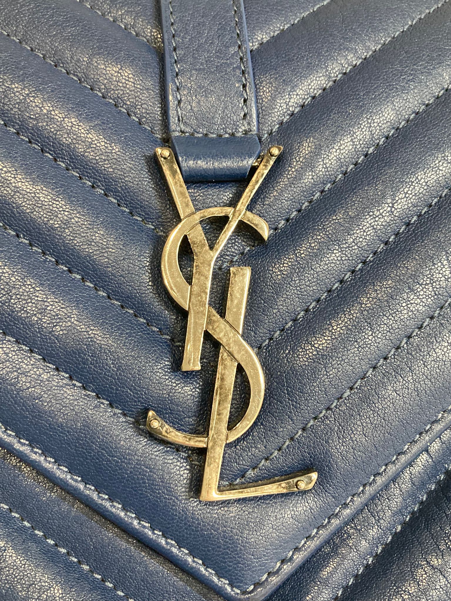 Saint Laurent College Small Azul navy Piel Top Handle