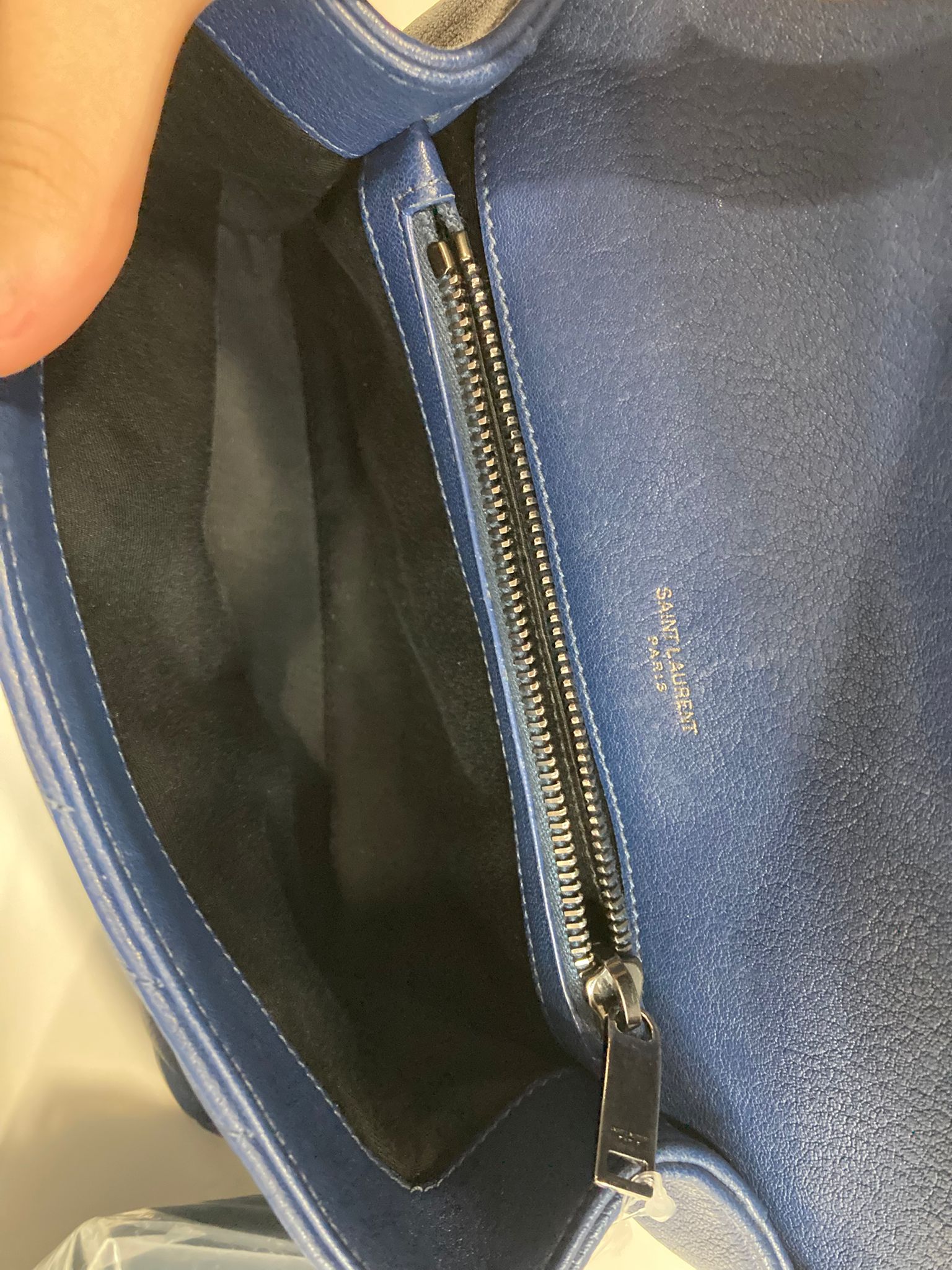 Saint Laurent College Small Azul navy Piel Top Handle