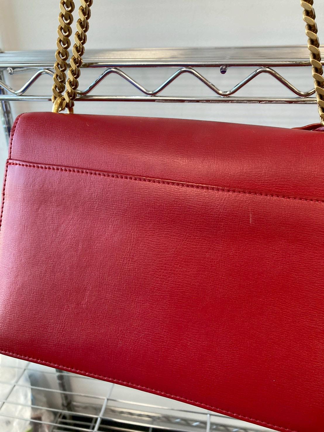 Saint Laurent Sunset Chain Shoulder Bag Red Leather