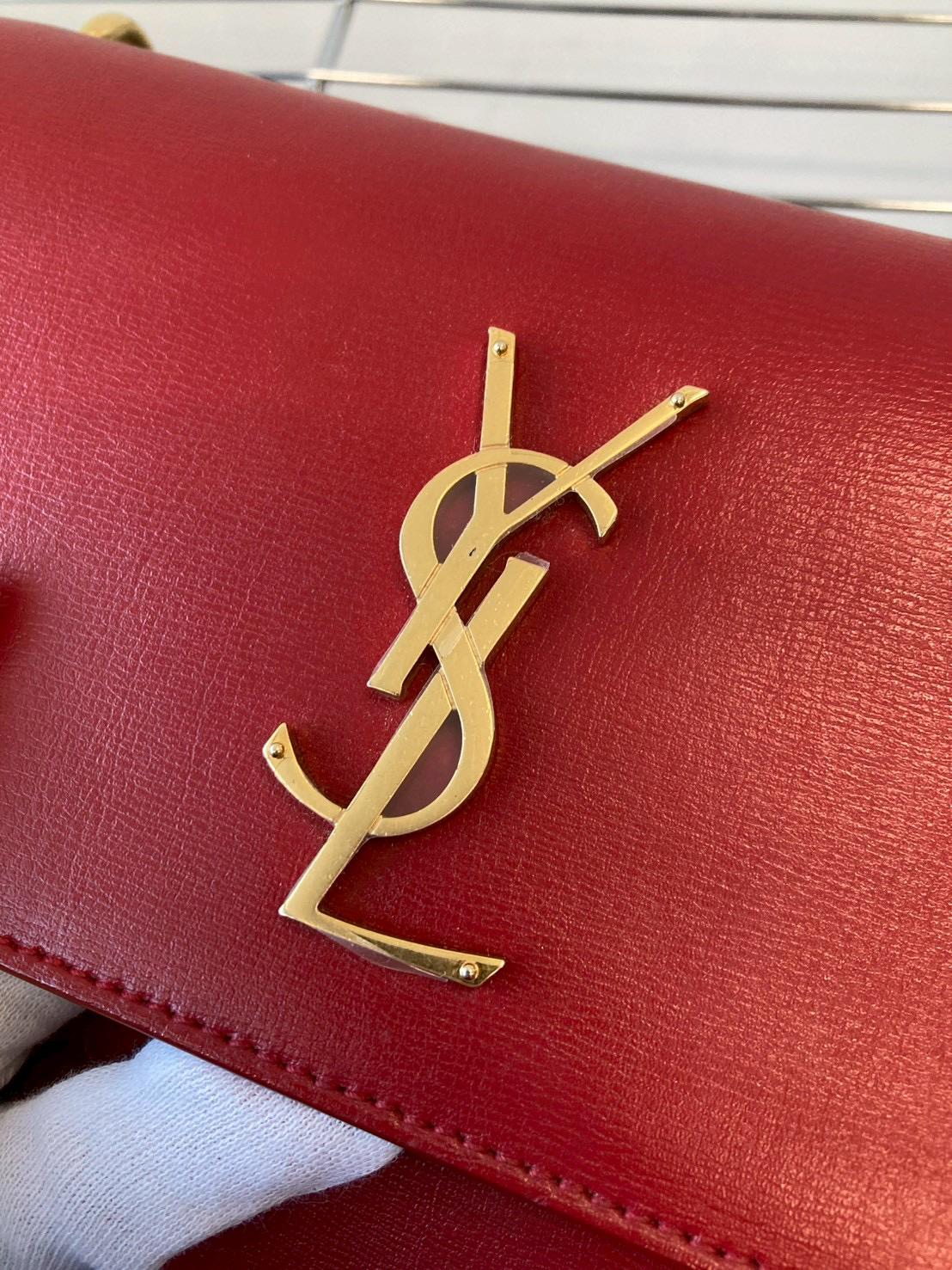 Saint Laurent Sunset Chain Shoulder Bag Red Leather