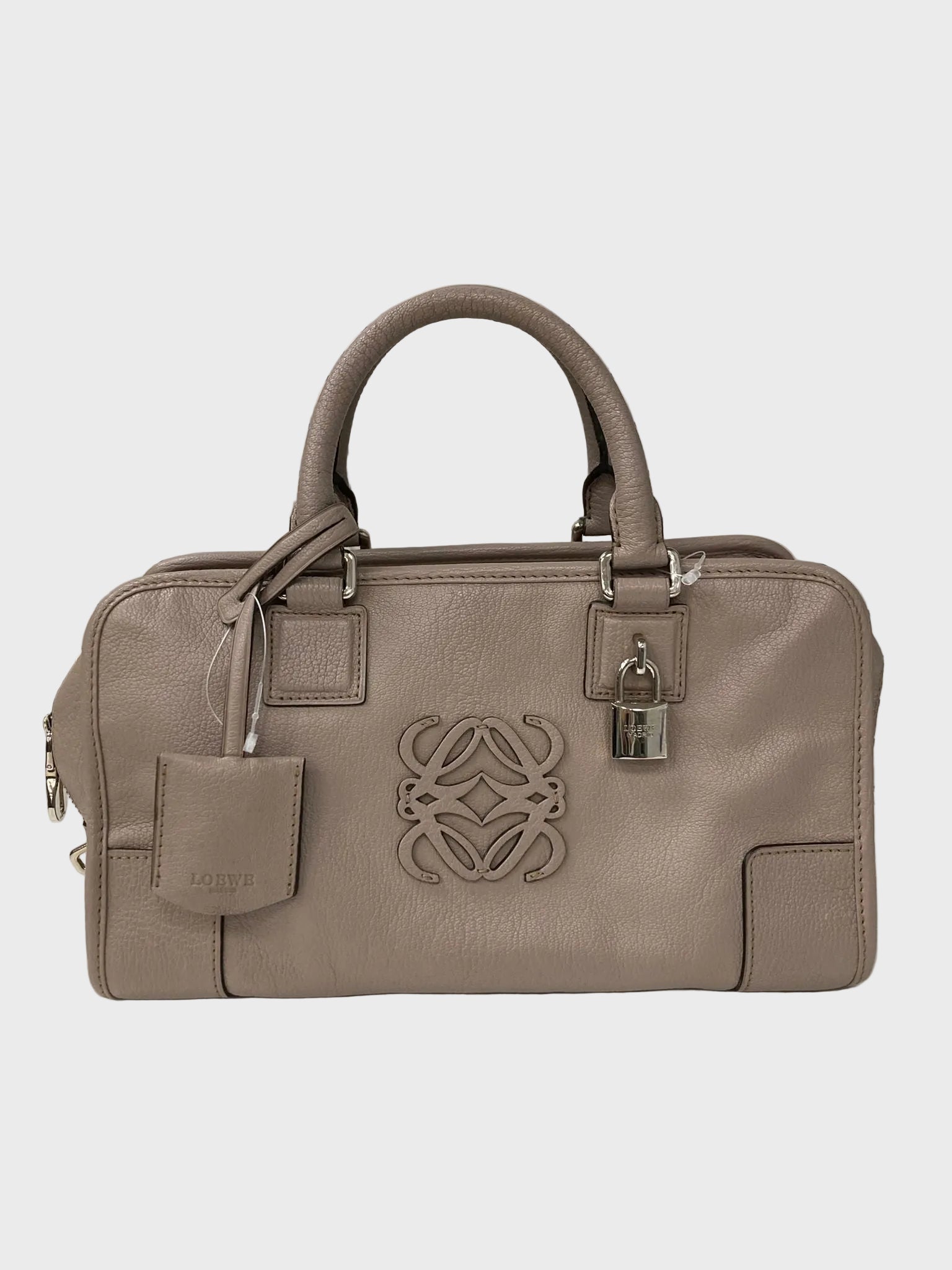 Loewe Amazona 28 piel greige con herrajes plata