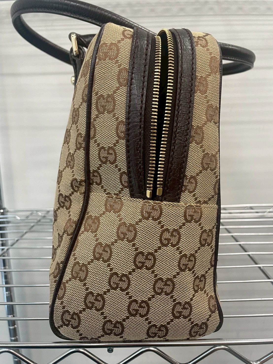 Gucci Hasler Horsebit GG Canvas Shoulder Bag