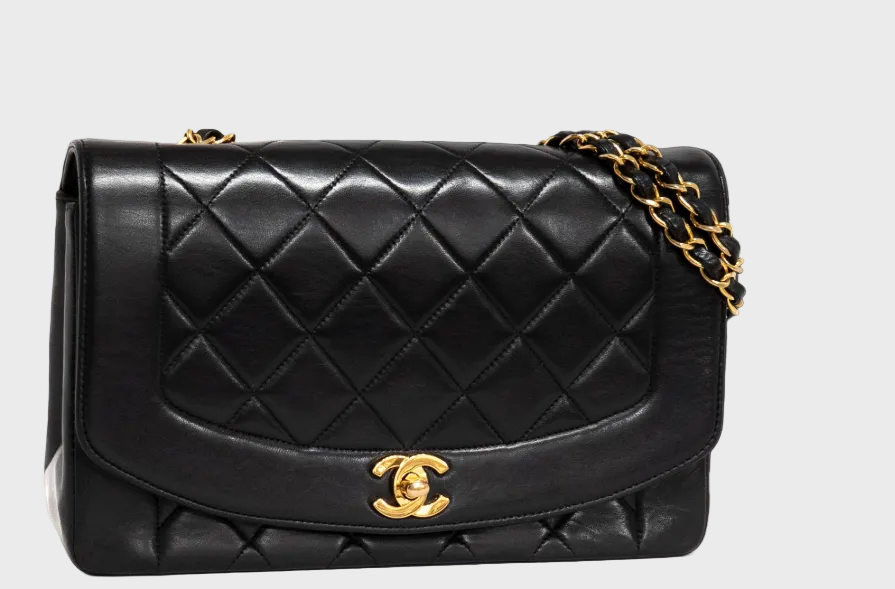 Chanel timeless 25 diana negro en piel de cordero serie 4