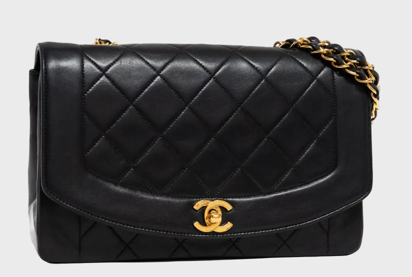 Chanel Timeless 25 diana negro en piel de cordero serie 2