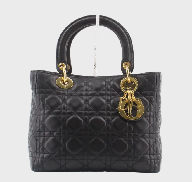 Christian Dior Lady Dior Mediano Cannage Negra Vintage