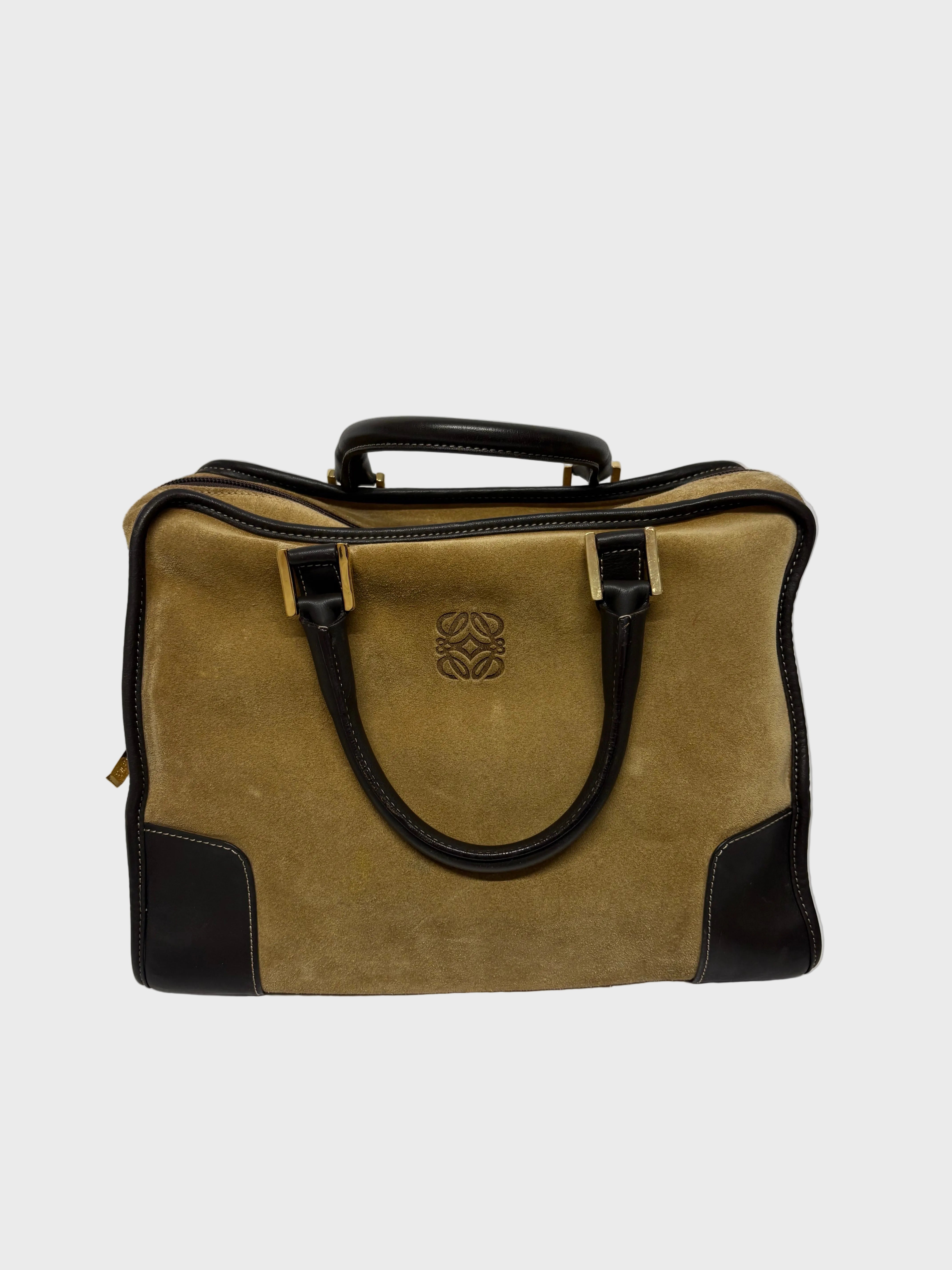 Loewe Amazona ante oro 32 marrón con bandolera extra