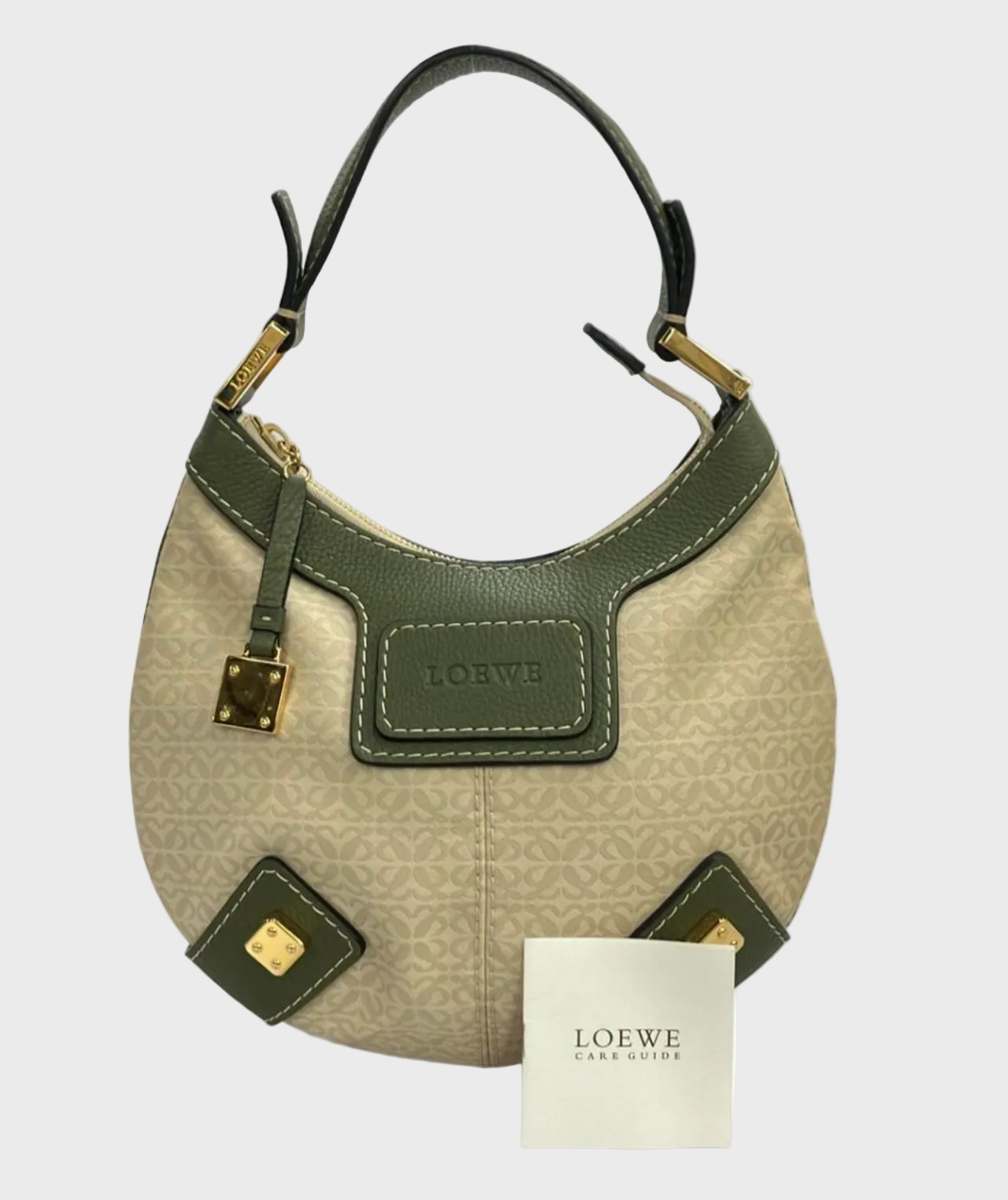 LOEWE Luna Vintage Anagrama – Shoulder Bag Beige & Verde