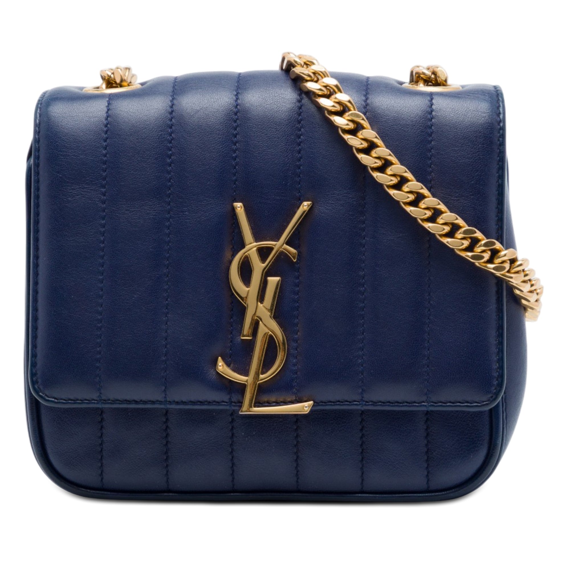 Saint Laurent Vicky Small Crossbody Piel Cordero Azul