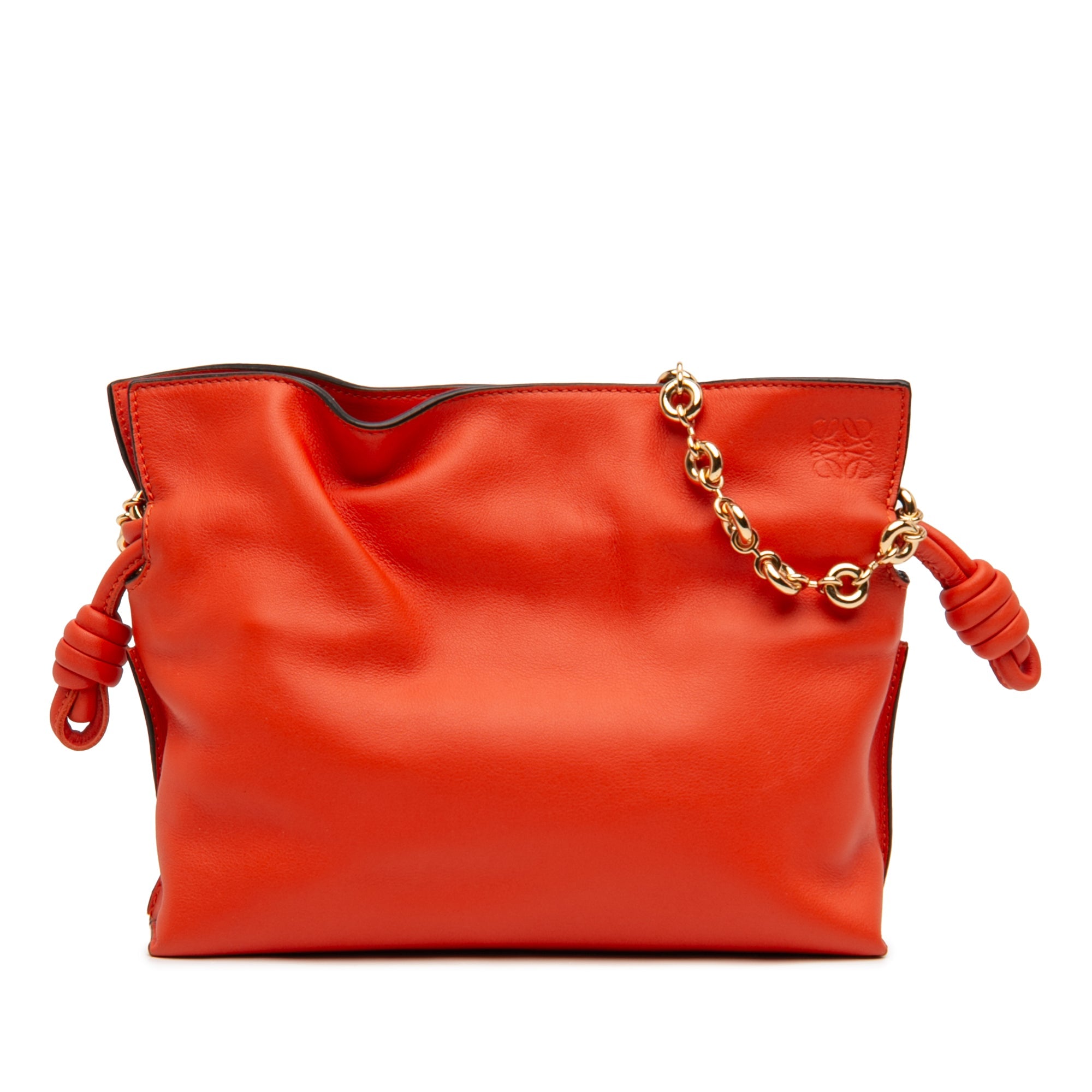 Loewe Mini Flamenco Knot Clutch Chain Nappa Orange