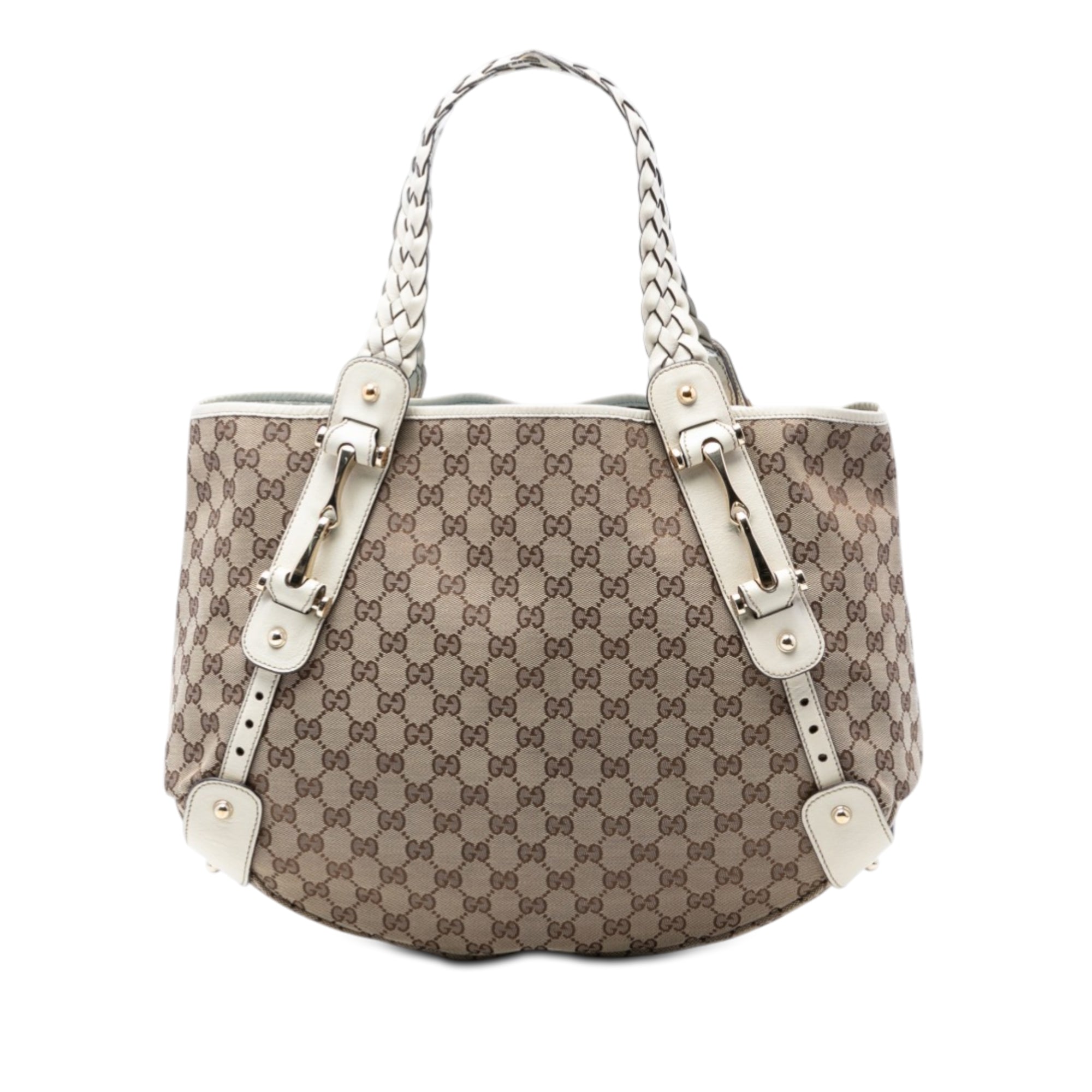 Gucci GG Canvas Horsebit Pelham Shoulder Bag | White