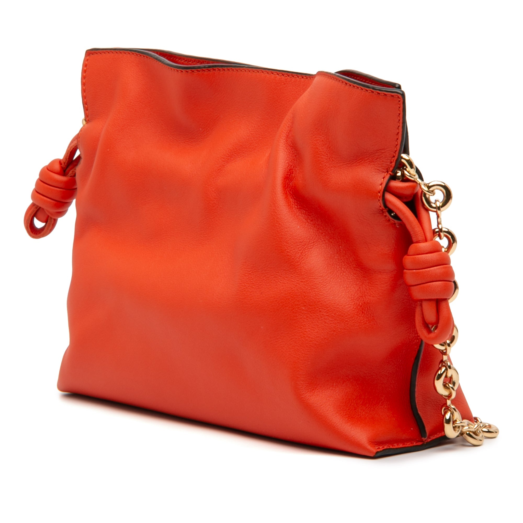 Loewe Mini Flamenco Knot Clutch Chain Nappa Orange