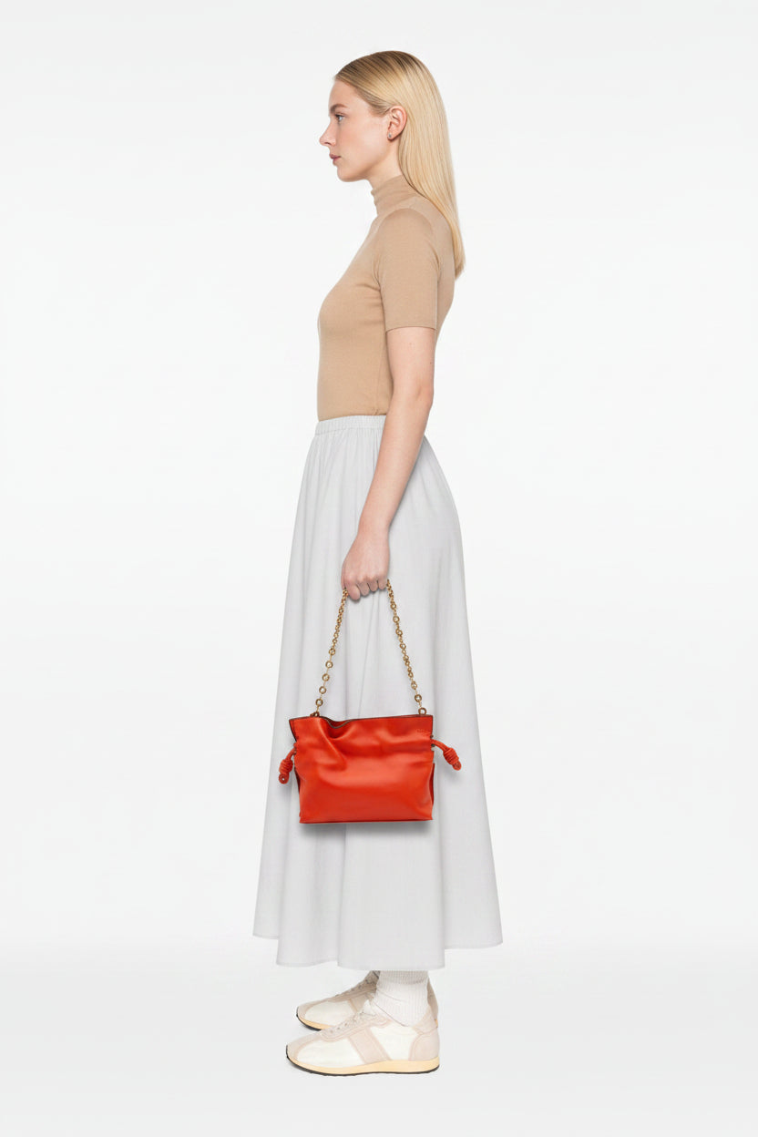 Loewe Mini Flamenco Knot Clutch Chain Nappa Orange